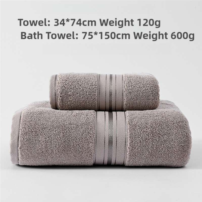 NNEDSZ Light Brown Cotton Towel Set(Towel + Bath Towel) - Quick Dry, Extra Thick & Absorbent, Perfect for Bath & Beach-0