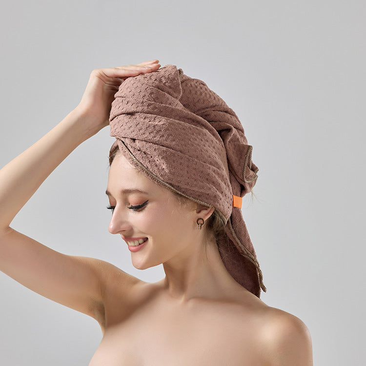 NNEDSZ 2 Pcs Coffee Super Absorbent Waffle Weave Hair Towel, Multi-Functional Quick Drying Turban for Women, Soft & Fast Drying Head Wrap-0