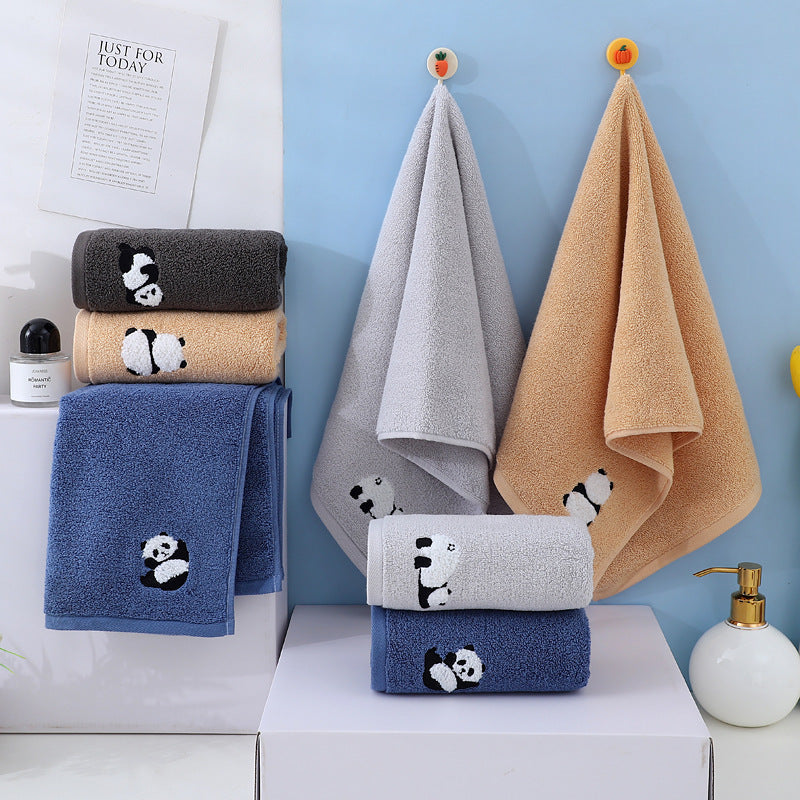 NNEDSZ 2 Pcs Khaki Panda Print Soft Cotton Hand Towel, Super Absorbent Mini Towels, 34x75cm-2