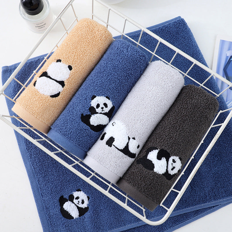 NNEDSZ 2 Pcs Khaki Panda Print Soft Cotton Hand Towel, Super Absorbent Mini Towels, 34x75cm-3