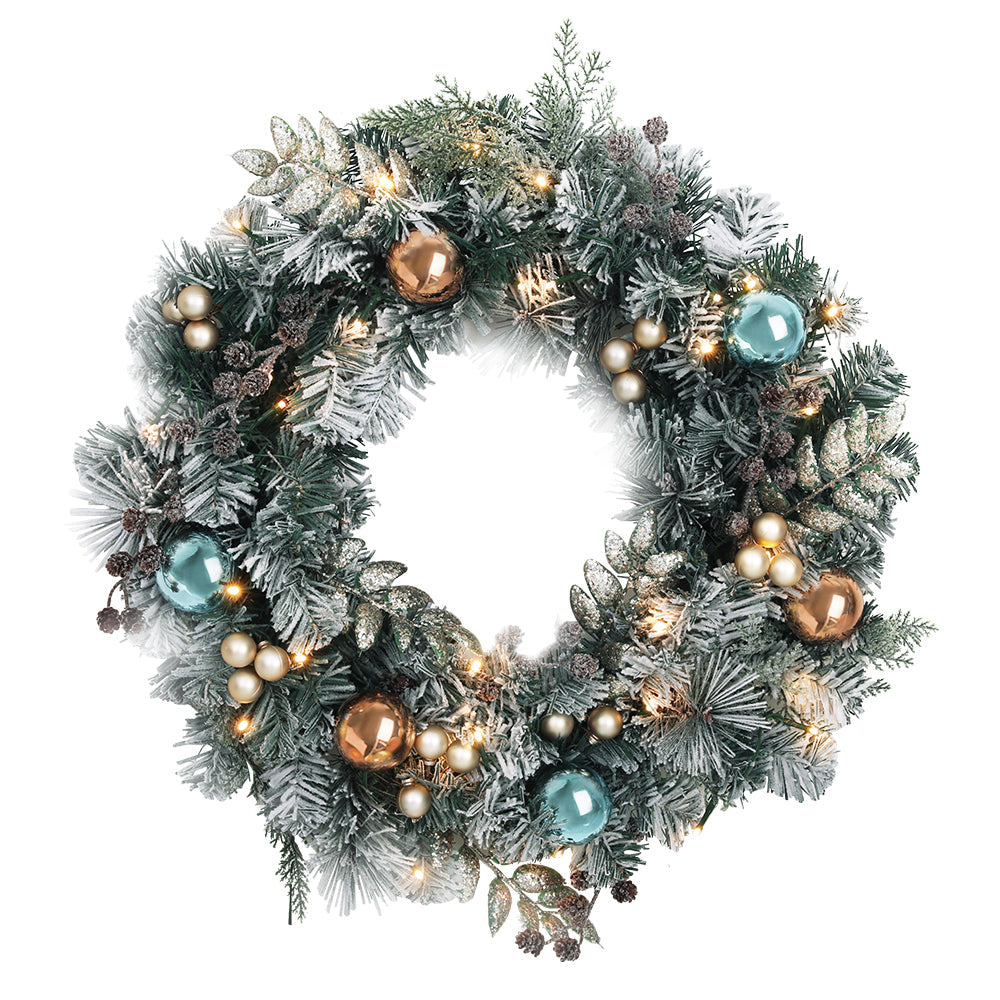 NNEDSZ Jingle Jollys 60cm Christmas Wreath with LED Lights Snowy Garland Xmas Decor-0