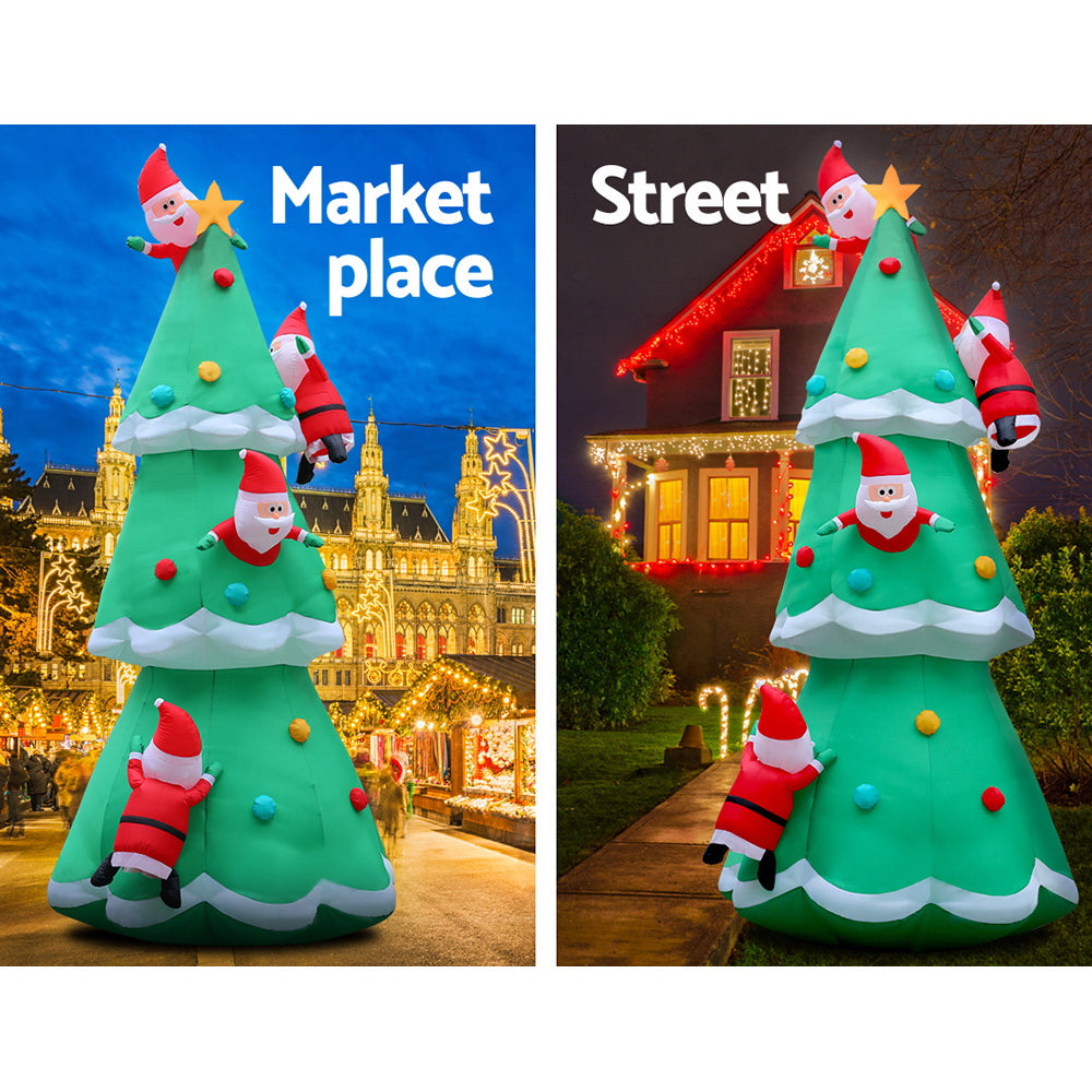 NNEDSZ Jollys 5M Christmas Inflatable Santa on Christmas Tree Xmas Decor LED-2