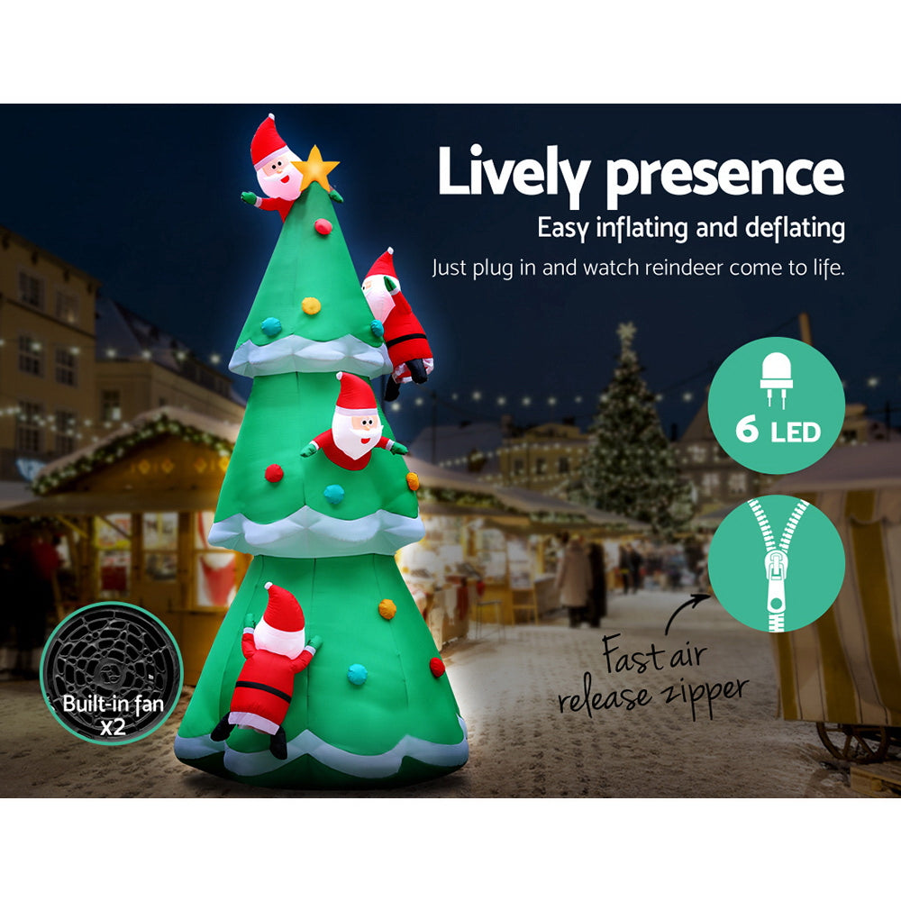 NNEDSZ Jollys 5M Christmas Inflatable Santa on Christmas Tree Xmas Decor LED-4