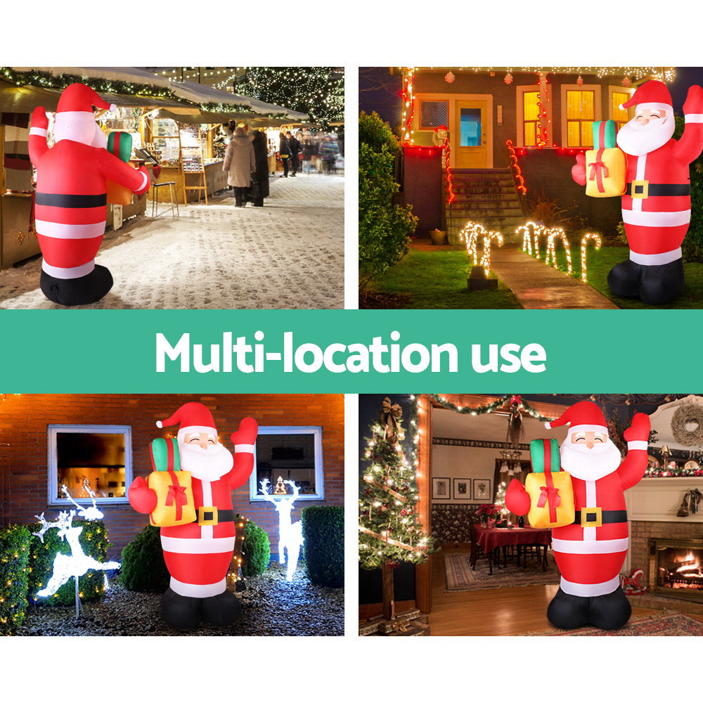 NNEDSZ Jollys 2.4M Christmas Inflatables Santa Xmas Light Decor LED Airpower-2