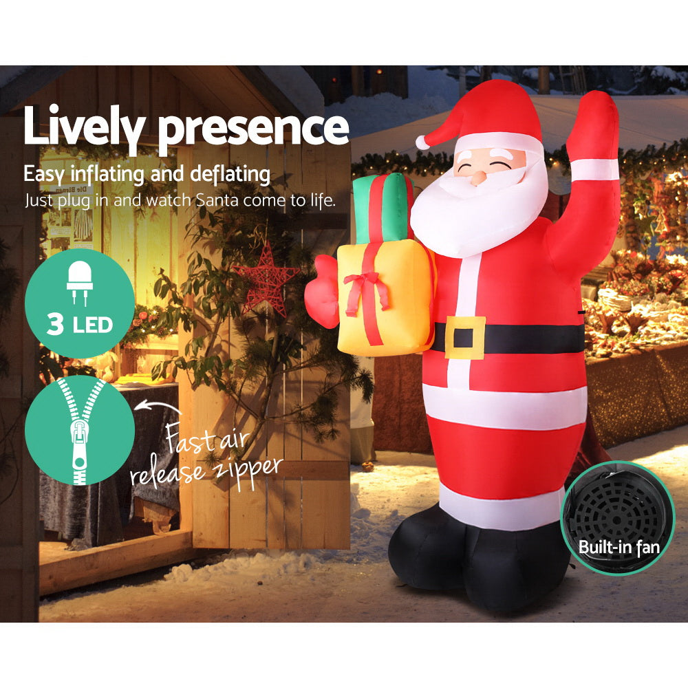 NNEDSZ Jollys 2.4M Christmas Inflatables Santa Xmas Light Decor LED Airpower-4