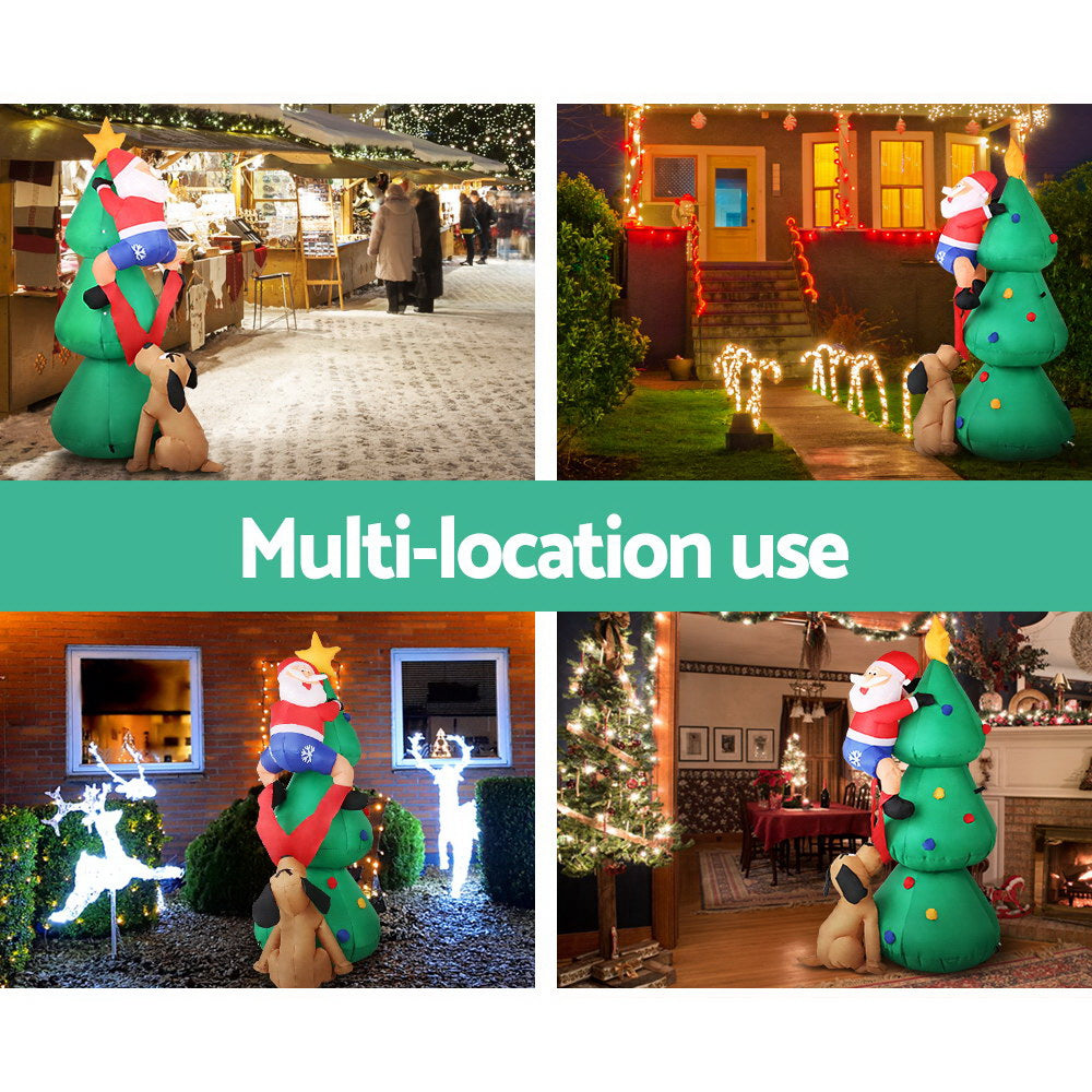 NNEDSZ Jollys 1.8M Christmas Inflatable Santa on Tree Lights Xmas Decor Airblown-2