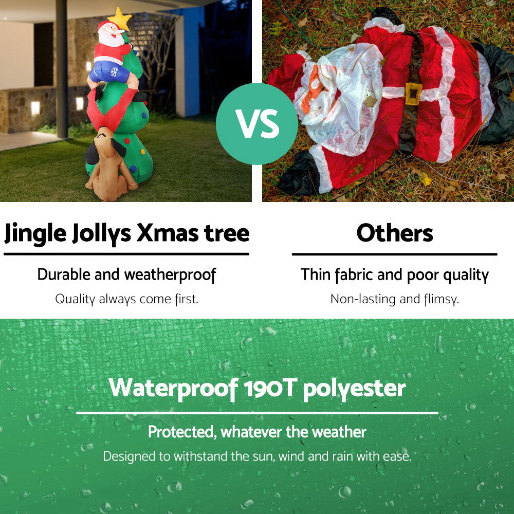NNEDSZ Jollys 1.8M Christmas Inflatable Santa on Tree Lights Xmas Decor Airblown-3