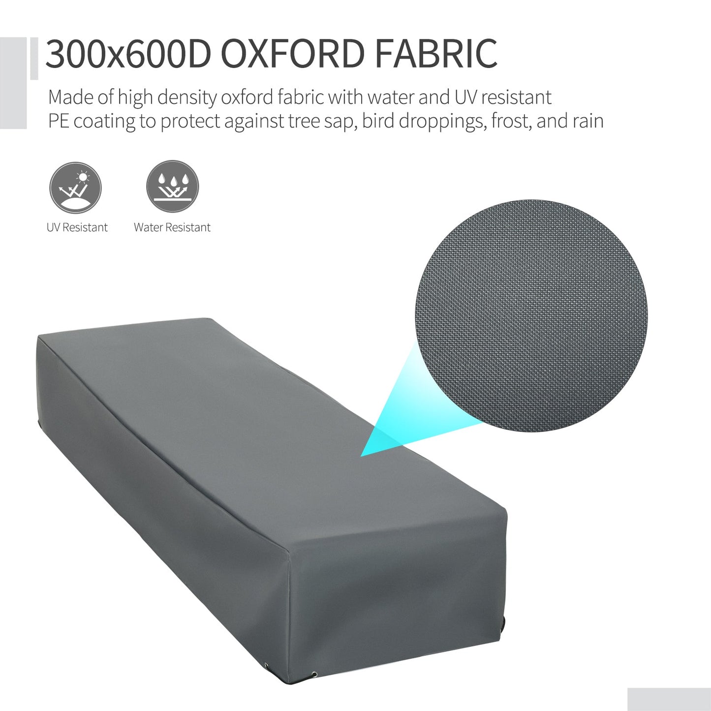 Rectangular Garden Furniture Cover with Water and UV Resistant Oxford Fabric - Grey-4