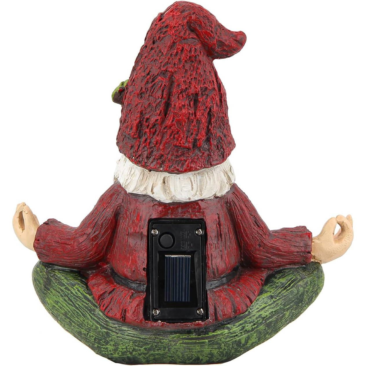 Zen Garden Meditating Yoga Solar Gnome Statue-3