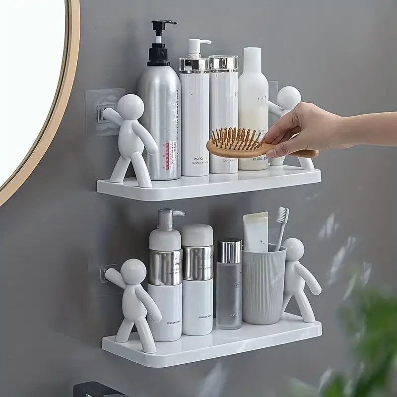 Pure Elegance: 2pcs White Floating Shelves for Your Bathroom Oasis-2