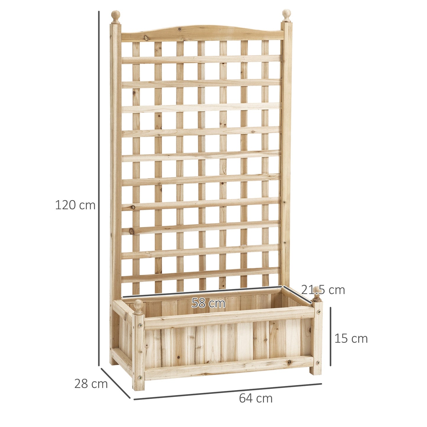 Garden Planters with Trellis for Climbing Vines, Wood Raised Beds for Garden, Flower Pot, Indoor Outdoor, Natural-2
