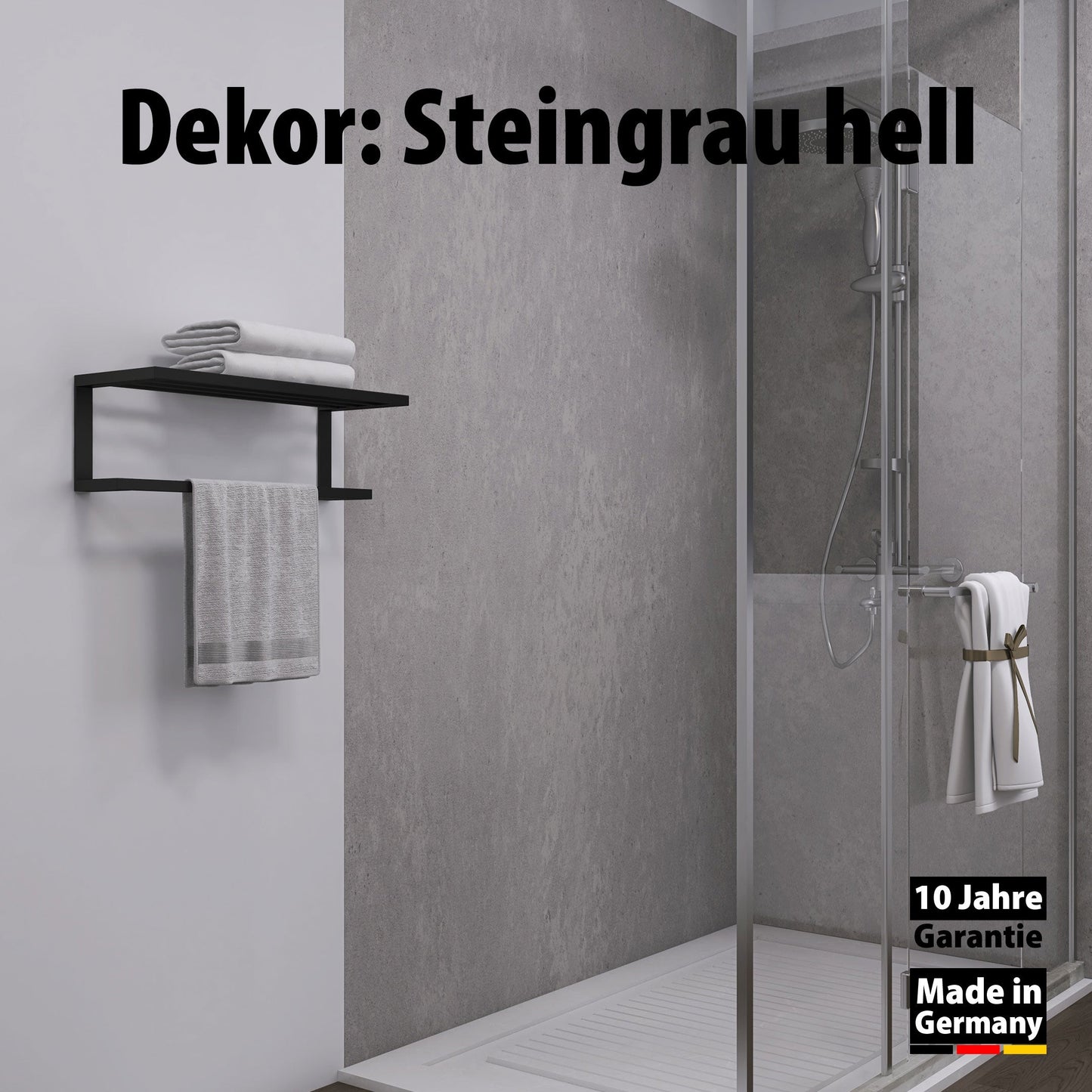 Duschrückwand - Steingrau Hell (250x100cm)-0