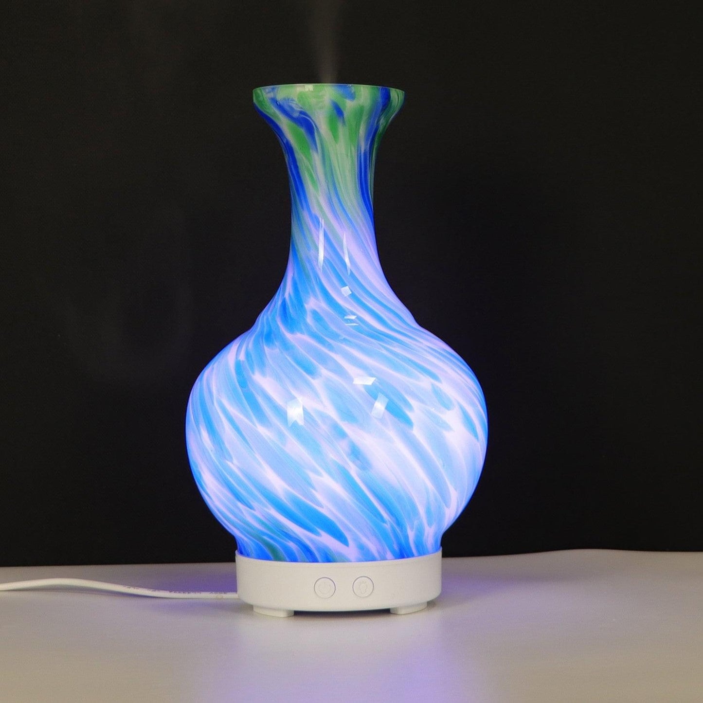 Aroma Atomiser - Glass Vase Blue and Green UK Plug-1