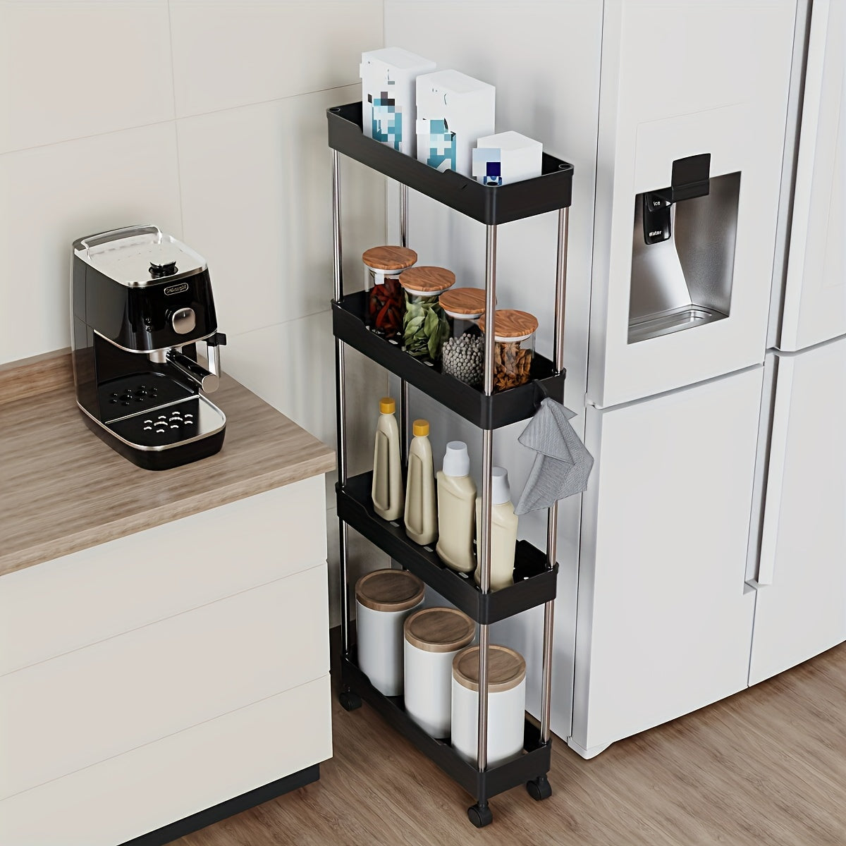 Bathroom Storage Cart with 4-Tier Rolling Organizer-1