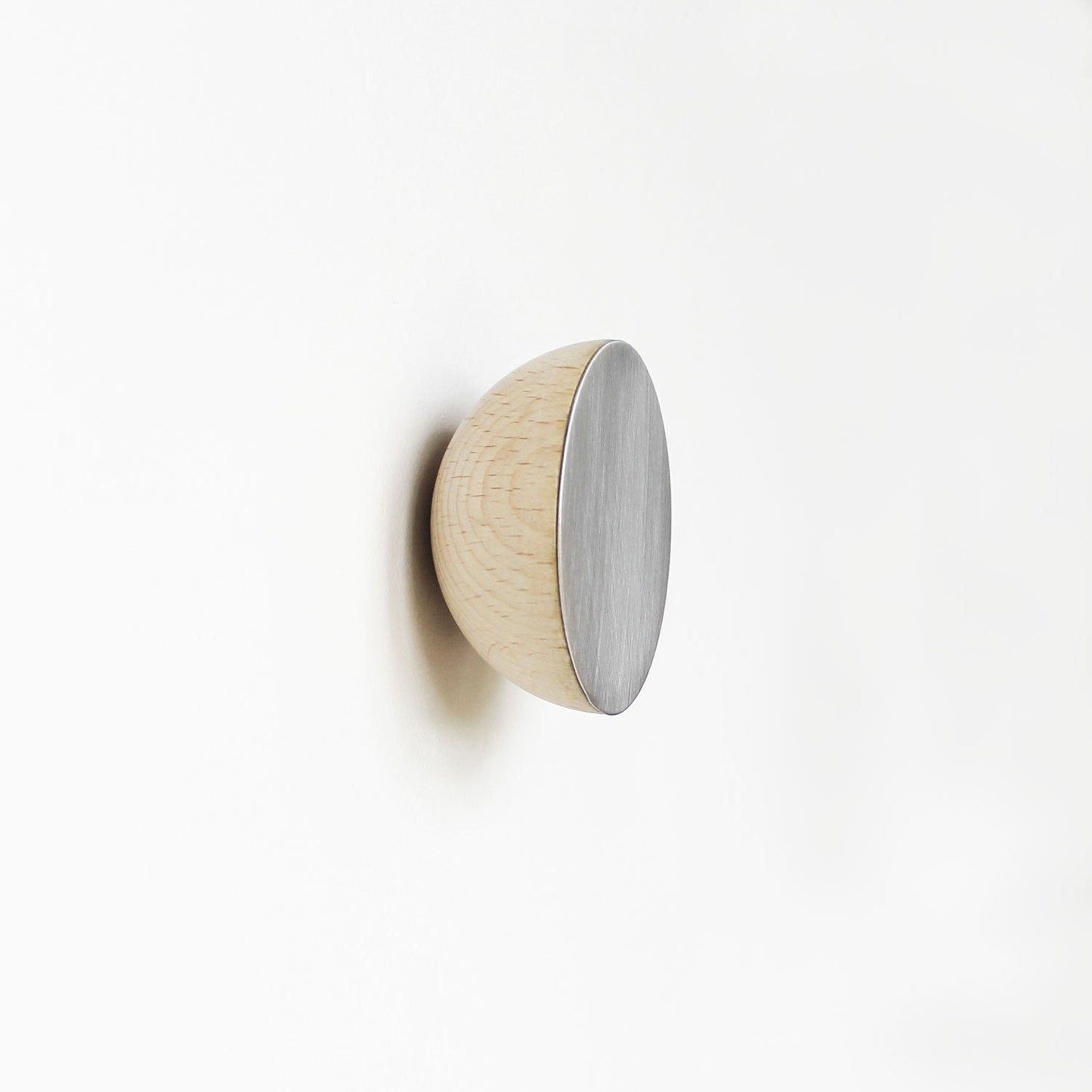 Round Beech Wood & Aluminium Wall Mounted Coat Hook / Knob-0