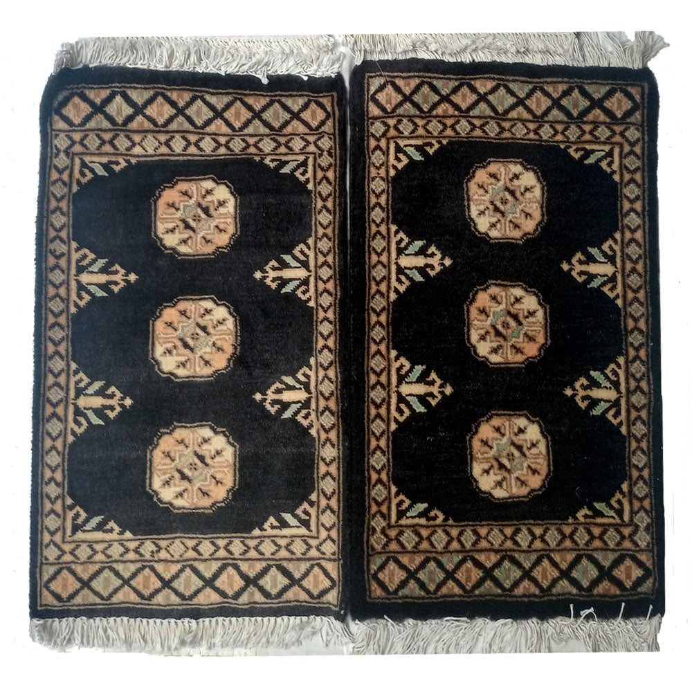 Bokhara Handknotted Black Bean Woolen Mat-0