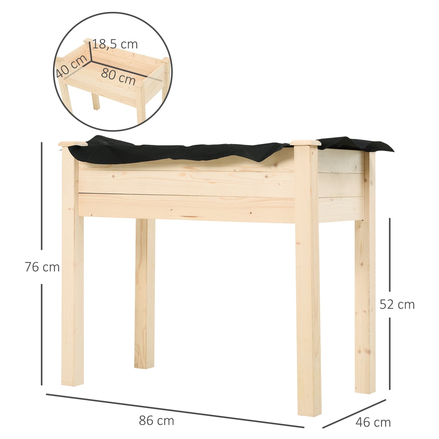 Rectangular Raised Fir Wood Garden Planter - Oak Tone-2