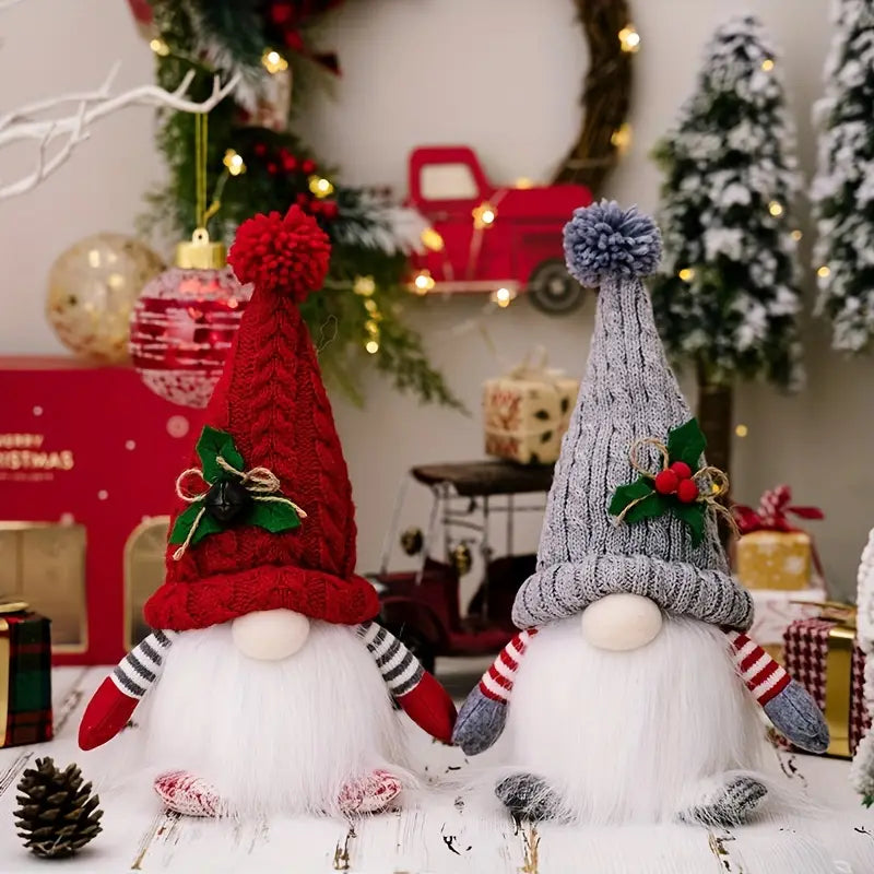 2-Piece Christmas Gnome Set with Light-Up Green Hat & Colorful LED Lights-2