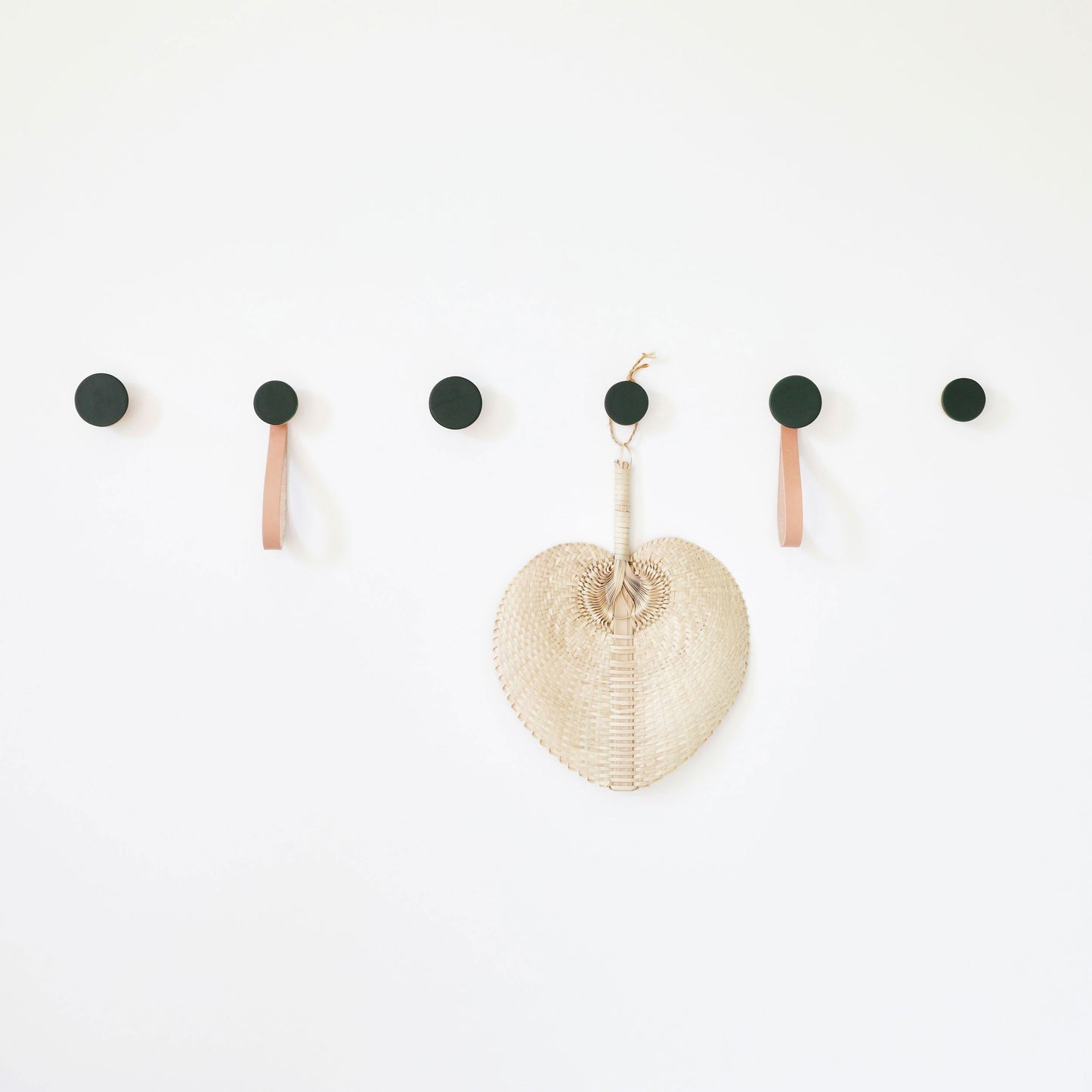 Round Beech Wood & Ceramic Wall Mounted Coat Hook / Knob - Dark Green-1