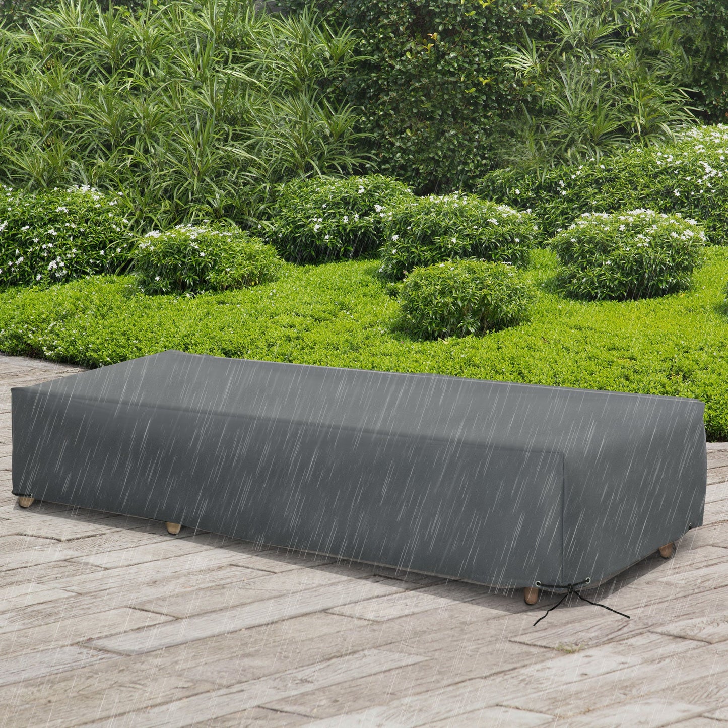 Rectangular Garden Furniture Cover with Water and UV Resistant Oxford Fabric - Grey-1