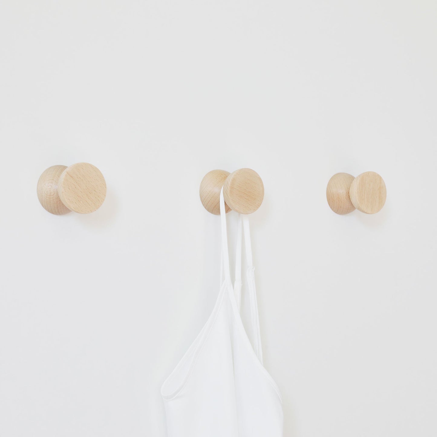Set of Hooks - Geometric Beech Wood Wall Mounted Coat Hook / Knob-2