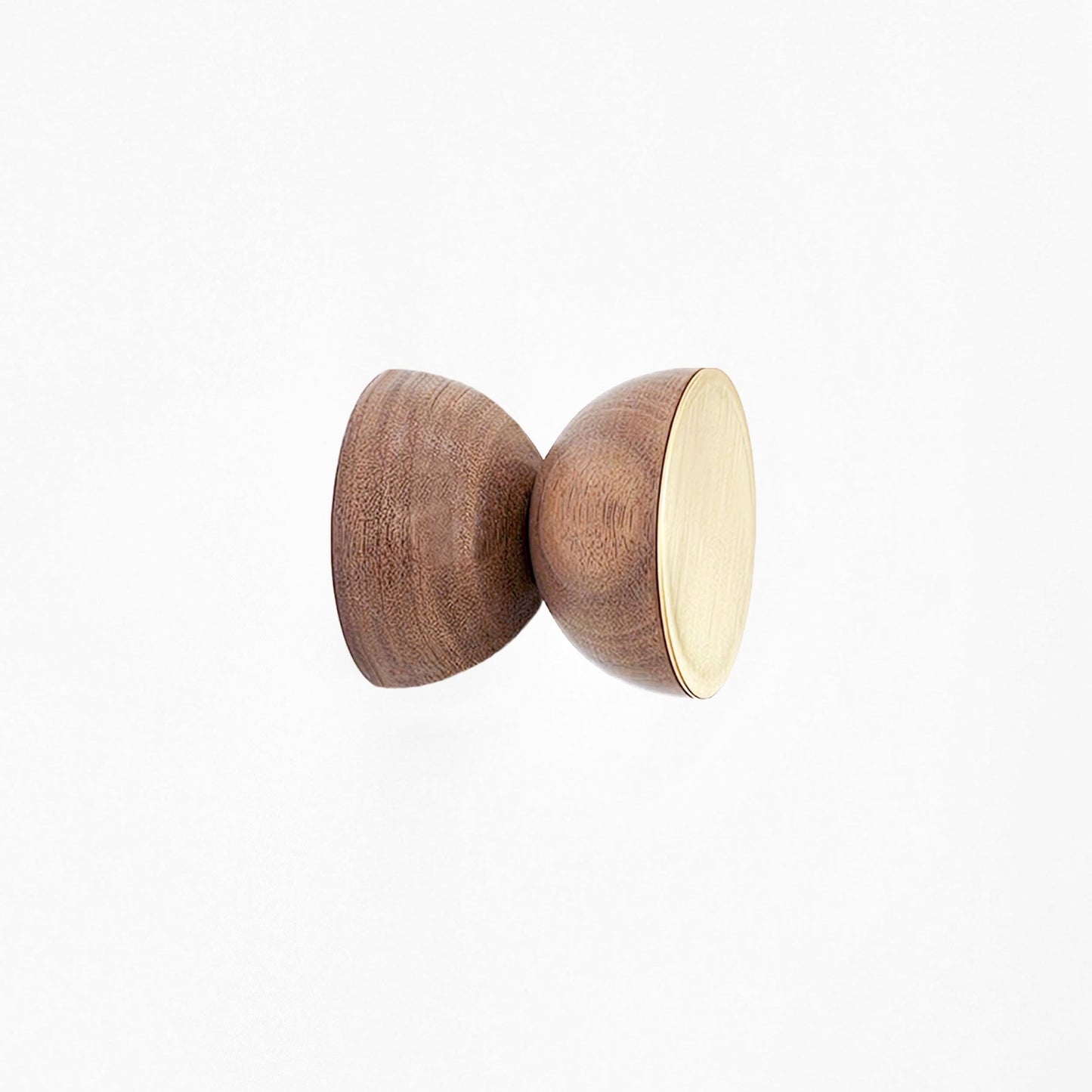 Geometric Walnut Wood & Brass Wall Mounted Coat Hook / Knob-0