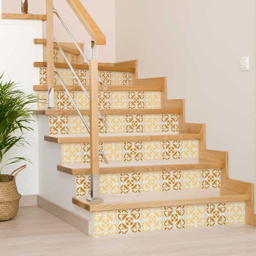 Two colors tiles Orange and Yellow pattern peel and stick Tile Stickers Model - A46-3