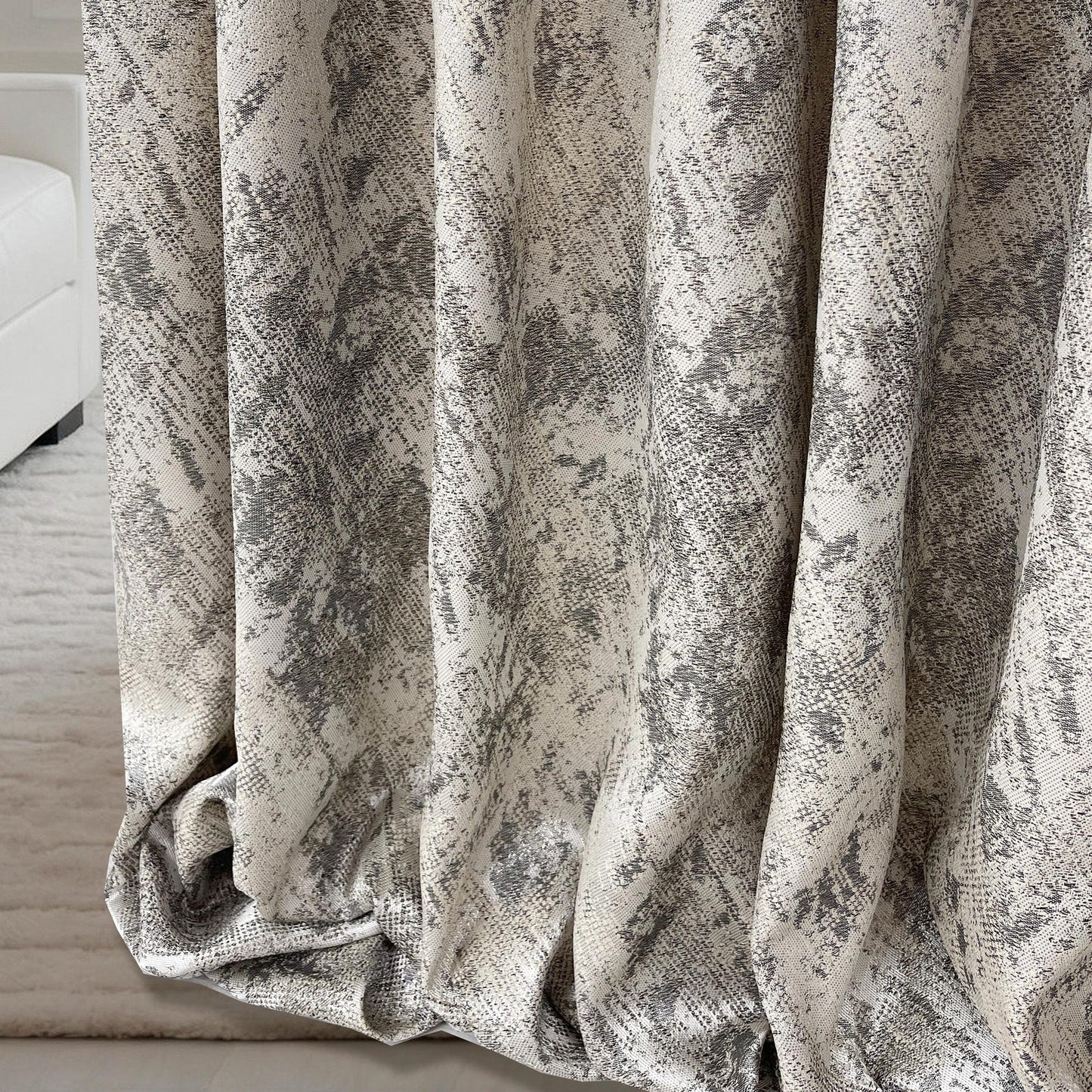 Textured Luxury Abstract Jacquard Cotton Curtains - Light Filtering or Blackout Window Drapes-1