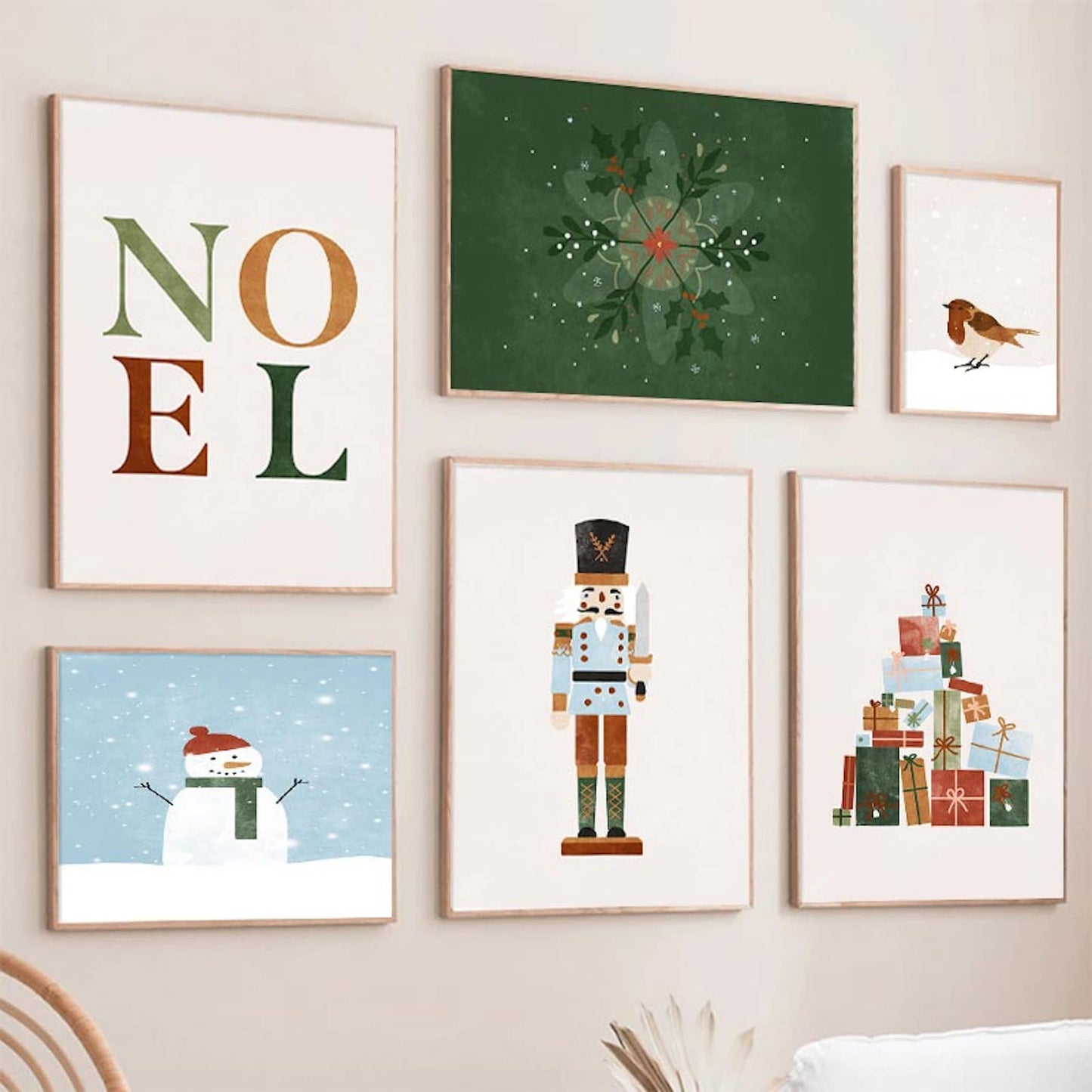 Poster Weihnachten Nussknacker Geschenke I Wohnkultur| Bilder Wohnzimmer | Wandbilder Schlafzimmer | Deko Print ohne Rahmen | Bilder Set-0