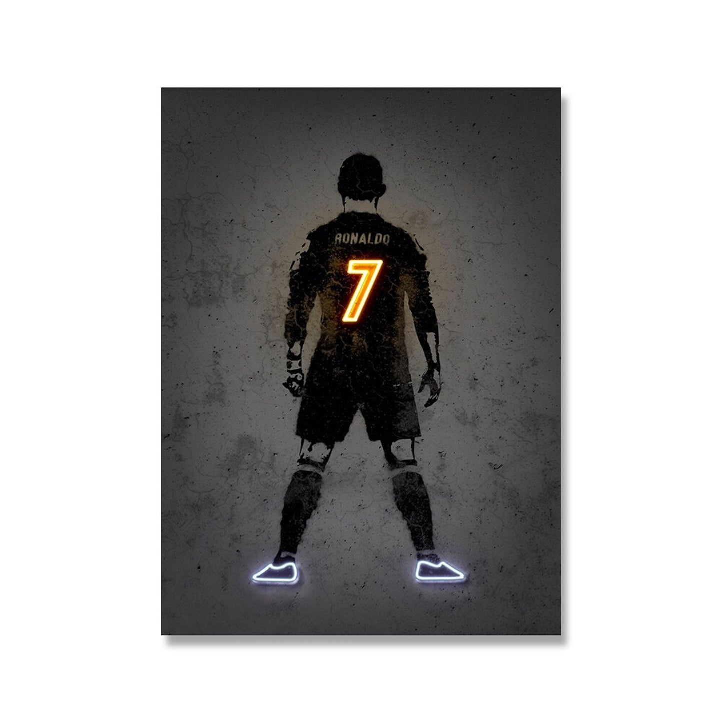 Poster Fußball Lionel Messi Nummer 10 Christiano Ronaldo 7 und Neymar Jr. 10 mit Neon Leucht Trikotnummer als Deko Print ohne Rahmen-5