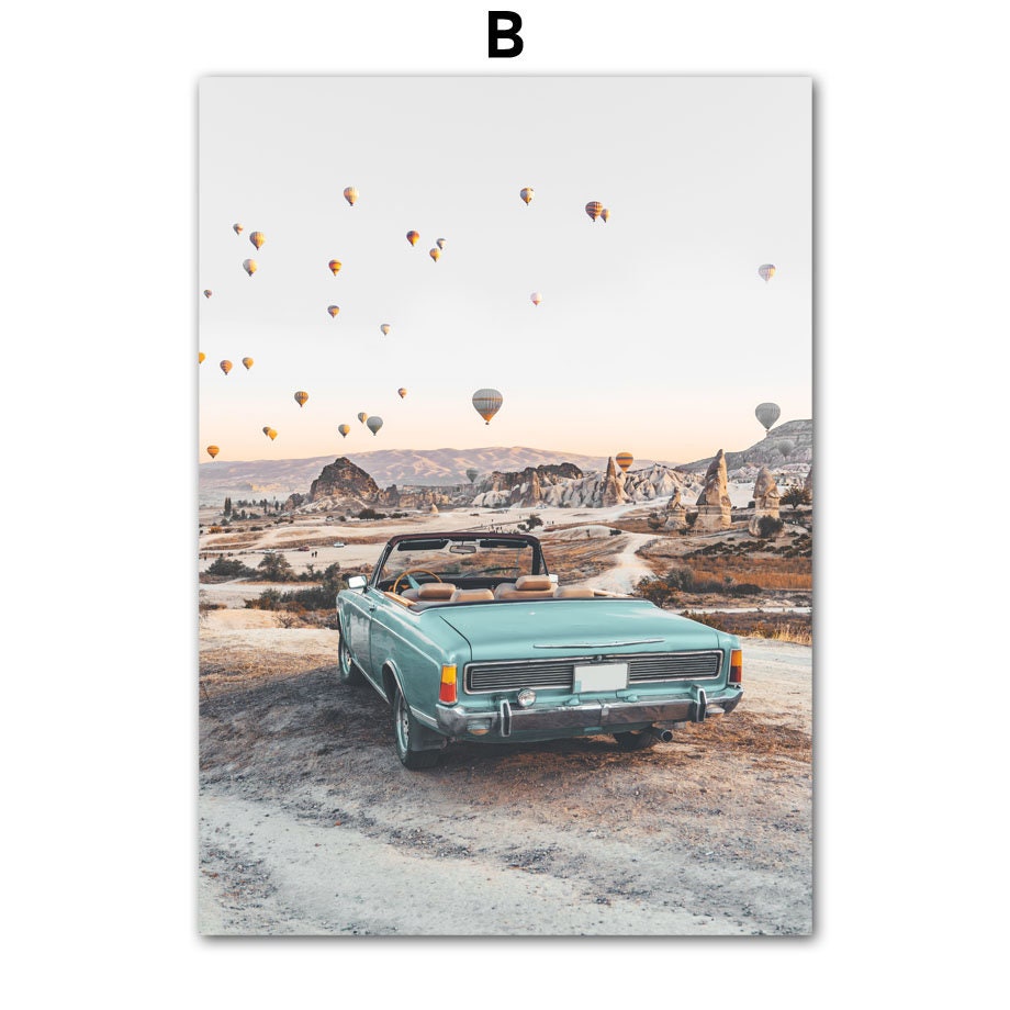 Poster Strand Burg Heißluftballon Buggy Abenteuer Zitat I Wandbilder Wohnzimmer & Schlafzimmer I Deko Print Bilder I ohne Rahmen-2