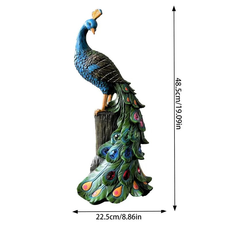 Solar Peacock Resin Statue Light for Garden Decor-3