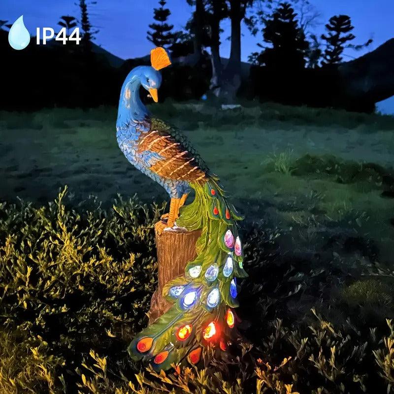 Solar Peacock Resin Statue Light for Garden Decor-1