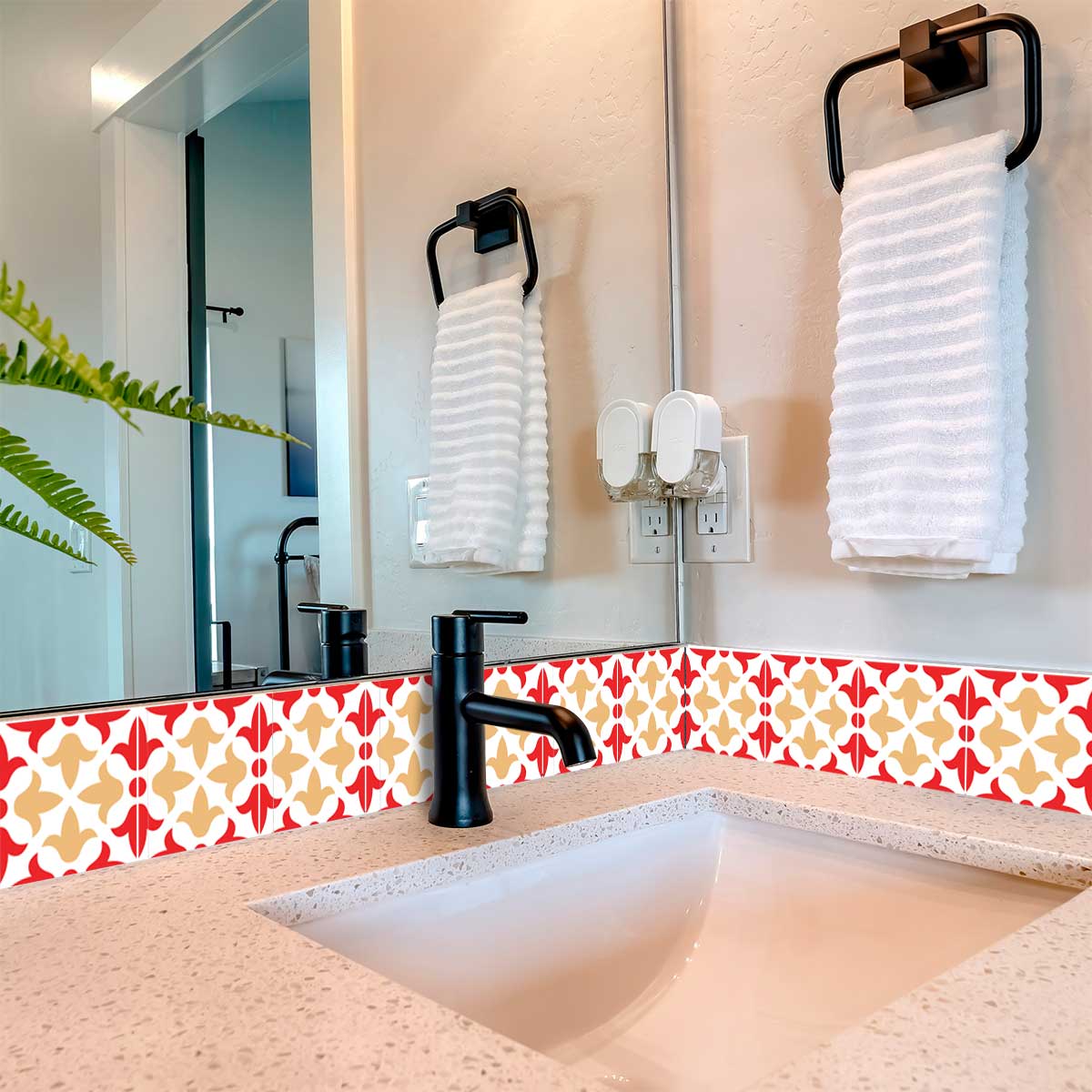 Red and Orange Home Décor for bathroom Peel and Stick Tile Stickers Model - K29-2
