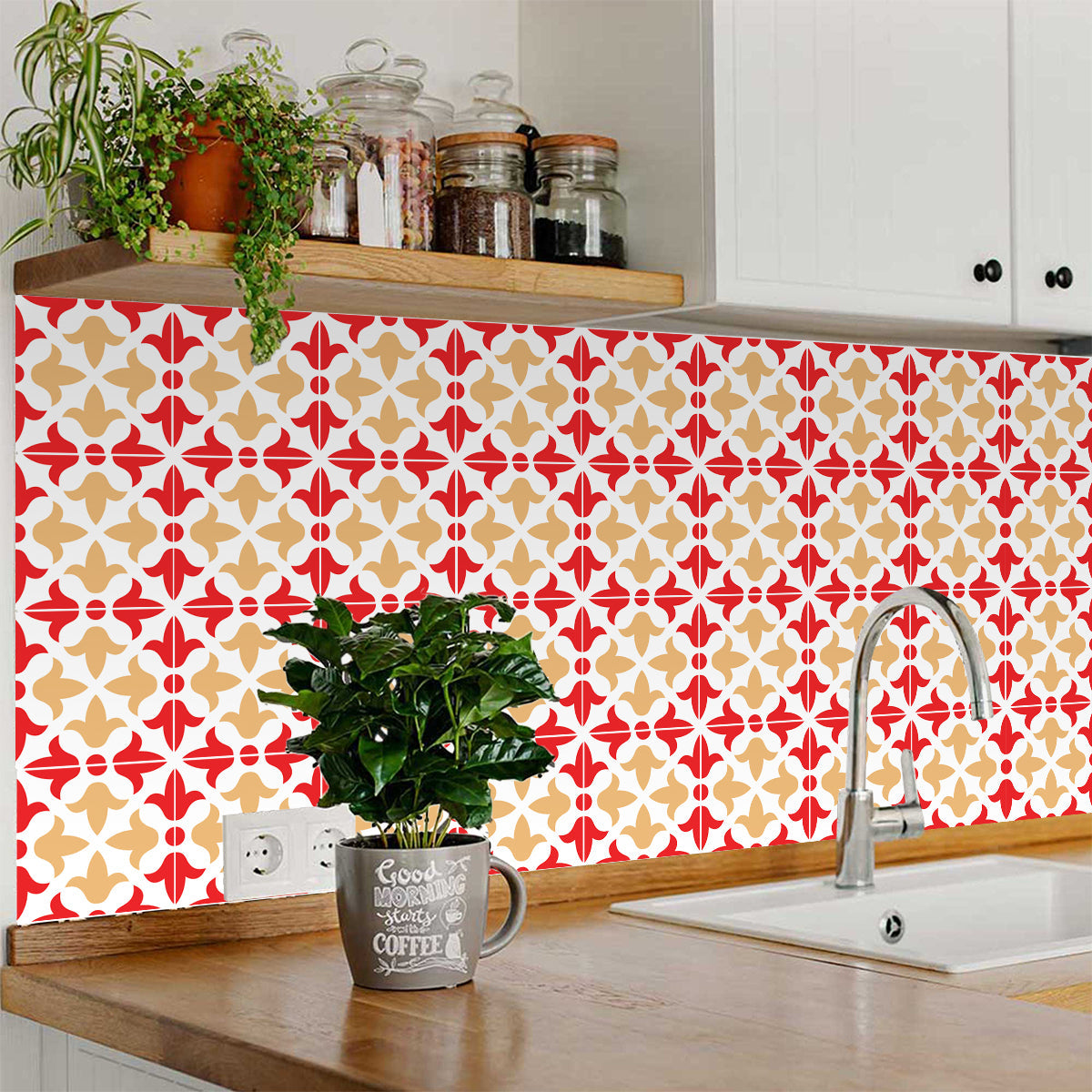 Red and Orange Home Décor for bathroom Peel and Stick Tile Stickers Model - K29-3