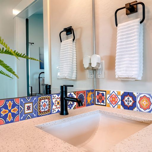 Colorful backsplash low-maintenance wall tiles easy to install stickers Model - M13-2