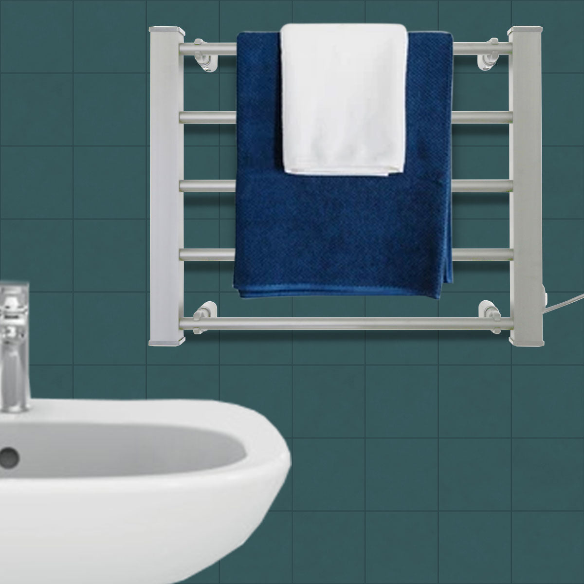 NNEDPE Heated Towel Rack Electric Bathroom Towel Rails EV-90- Silver-2