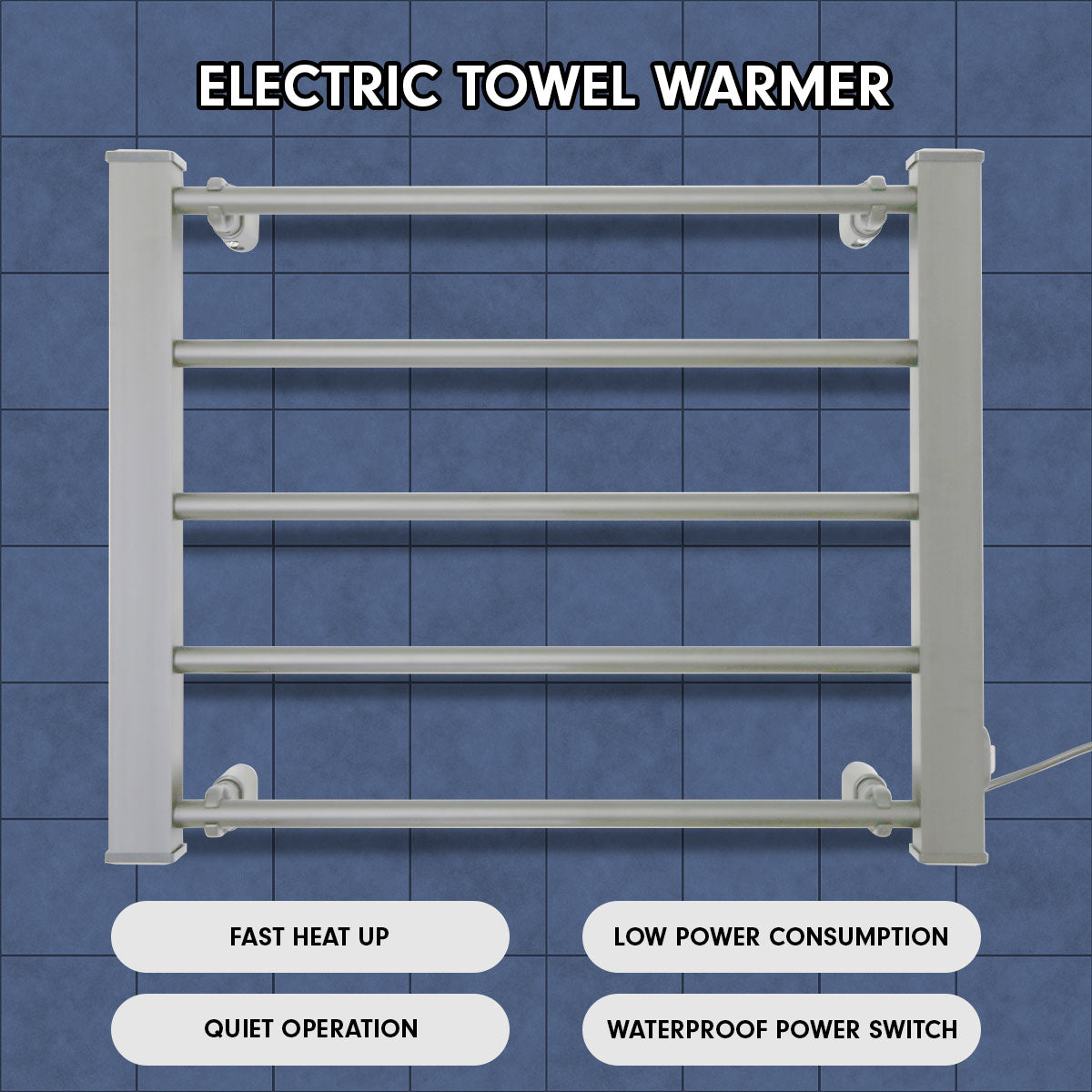 NNEDPE Heated Towel Rack Electric Bathroom Towel Rails EV-90- Silver-4