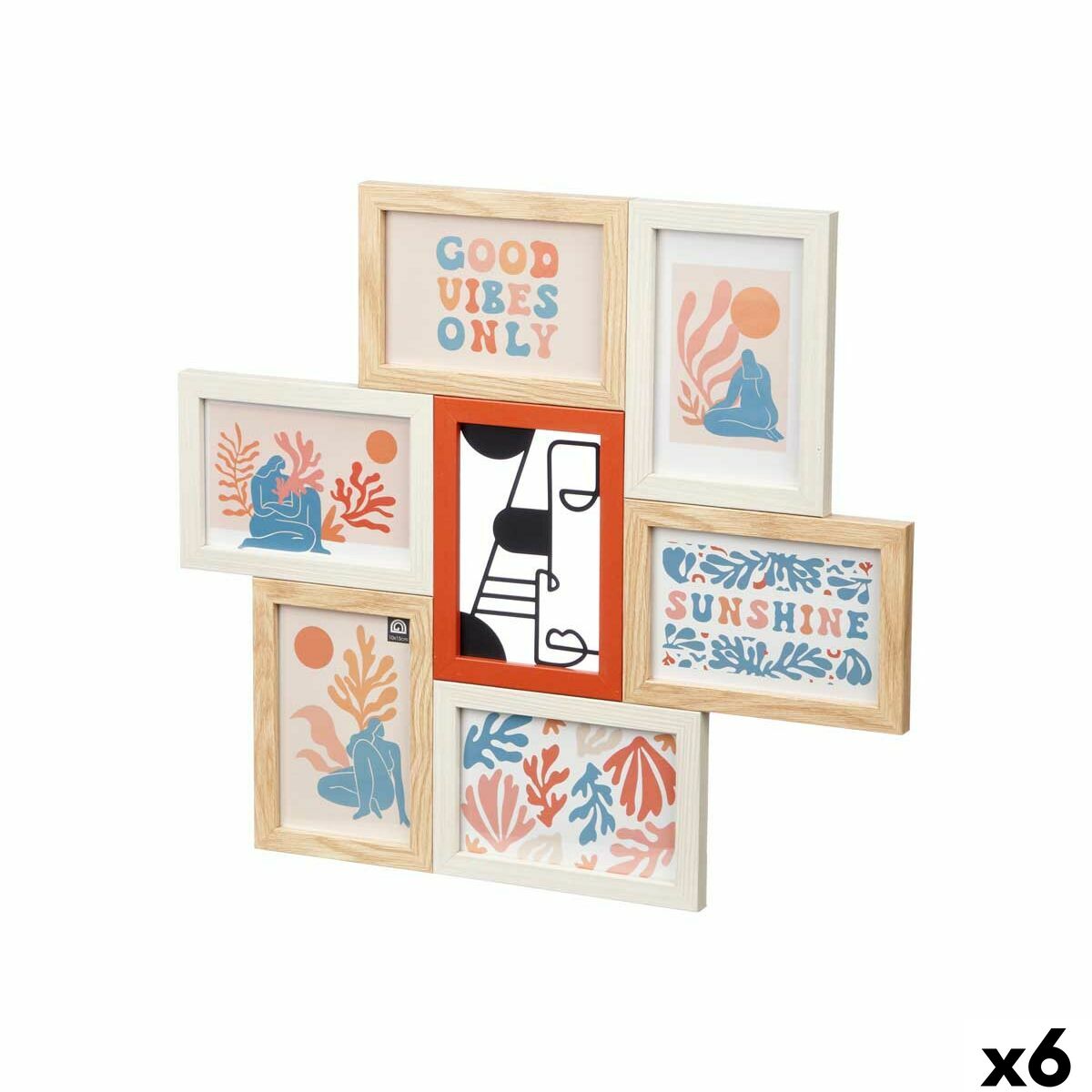 Photo frame 411408H Multicolour Metal MDF Wood (6 Units)-0