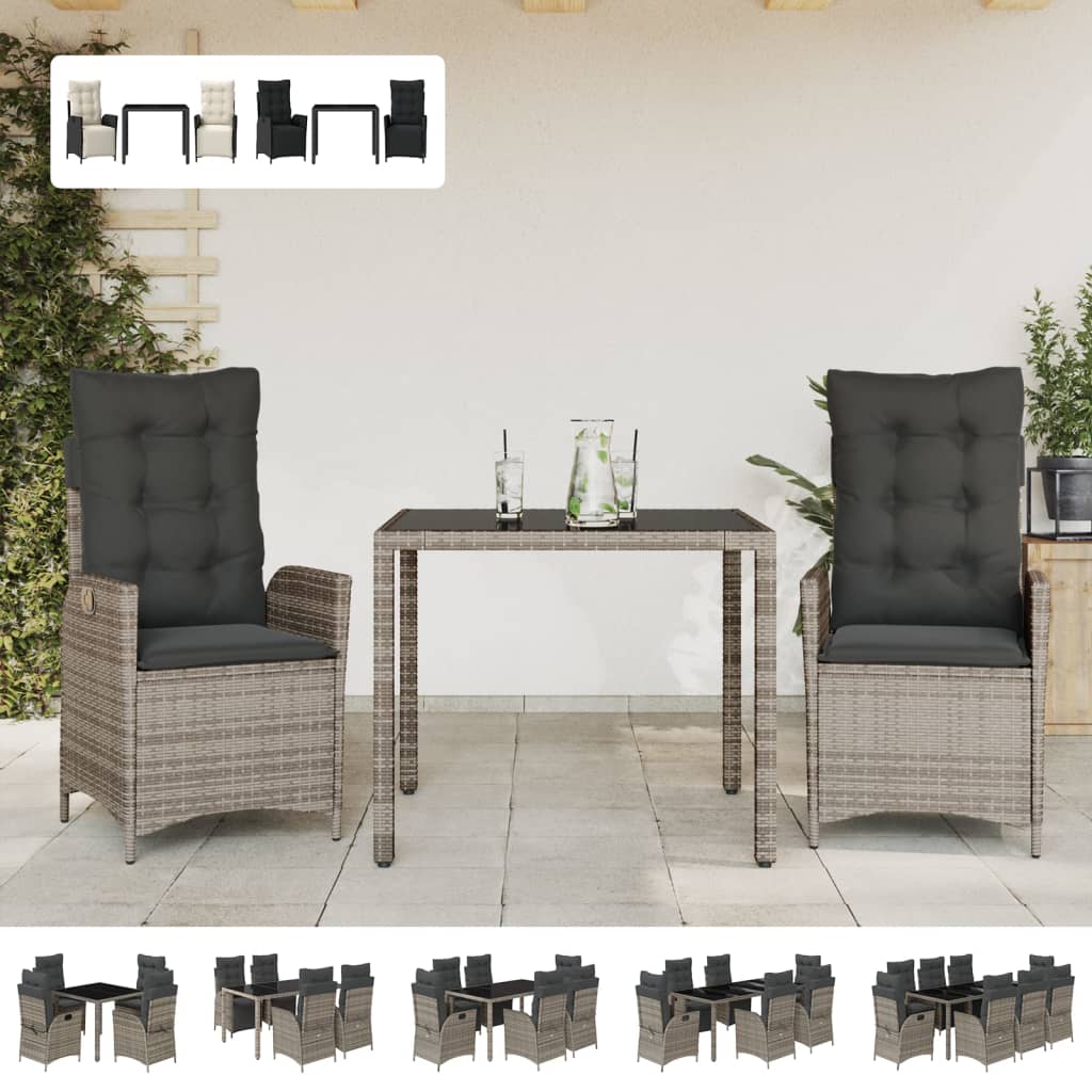 vidaXL Patio Dining Set with Cushions Outdoor Garden Furniture Poly Rattan-2