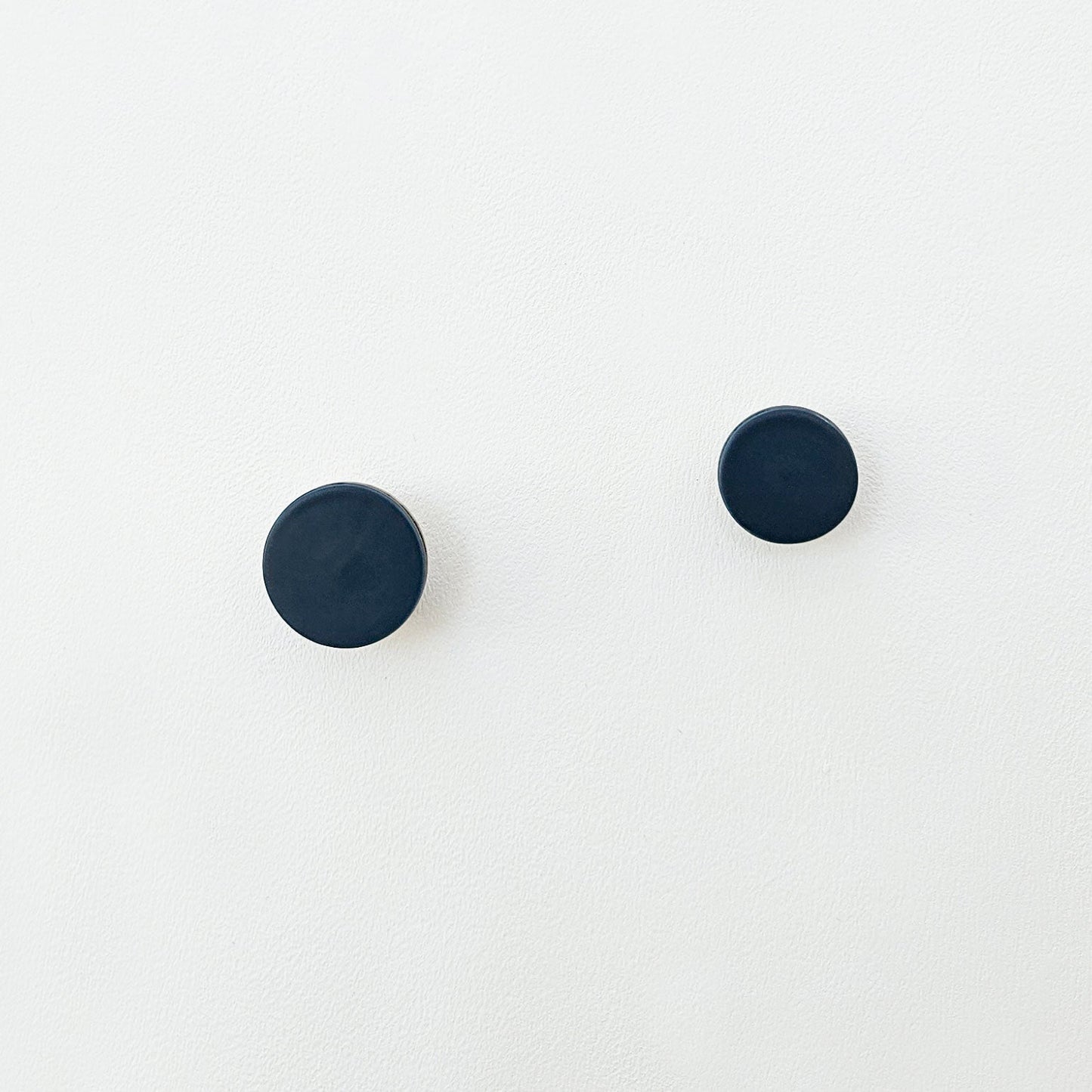 Round Walnut Wood & Ceramic Wall Mounted Coat Hook / Knob - Dark Blue-1