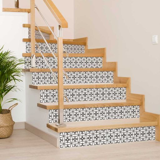Easy to install peel and stick Black and White floor suitable tile stickers Model - BKW7-3