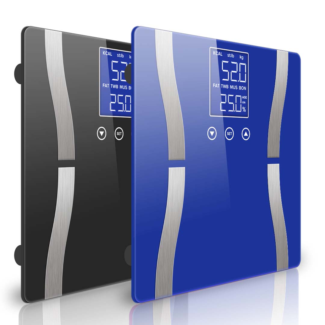 NNEAGS 2X Glass LCD Digital Body Fat Scale Bathroom Electronic Gym Water Weighing Scales Black/Blue-0