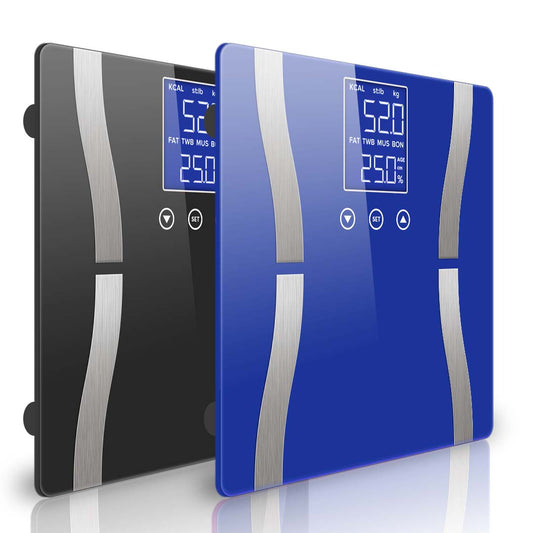 NNEAGS 2X Glass LCD Digital Body Fat Scale Bathroom Electronic Gym Water Weighing Scales Black/Blue-0