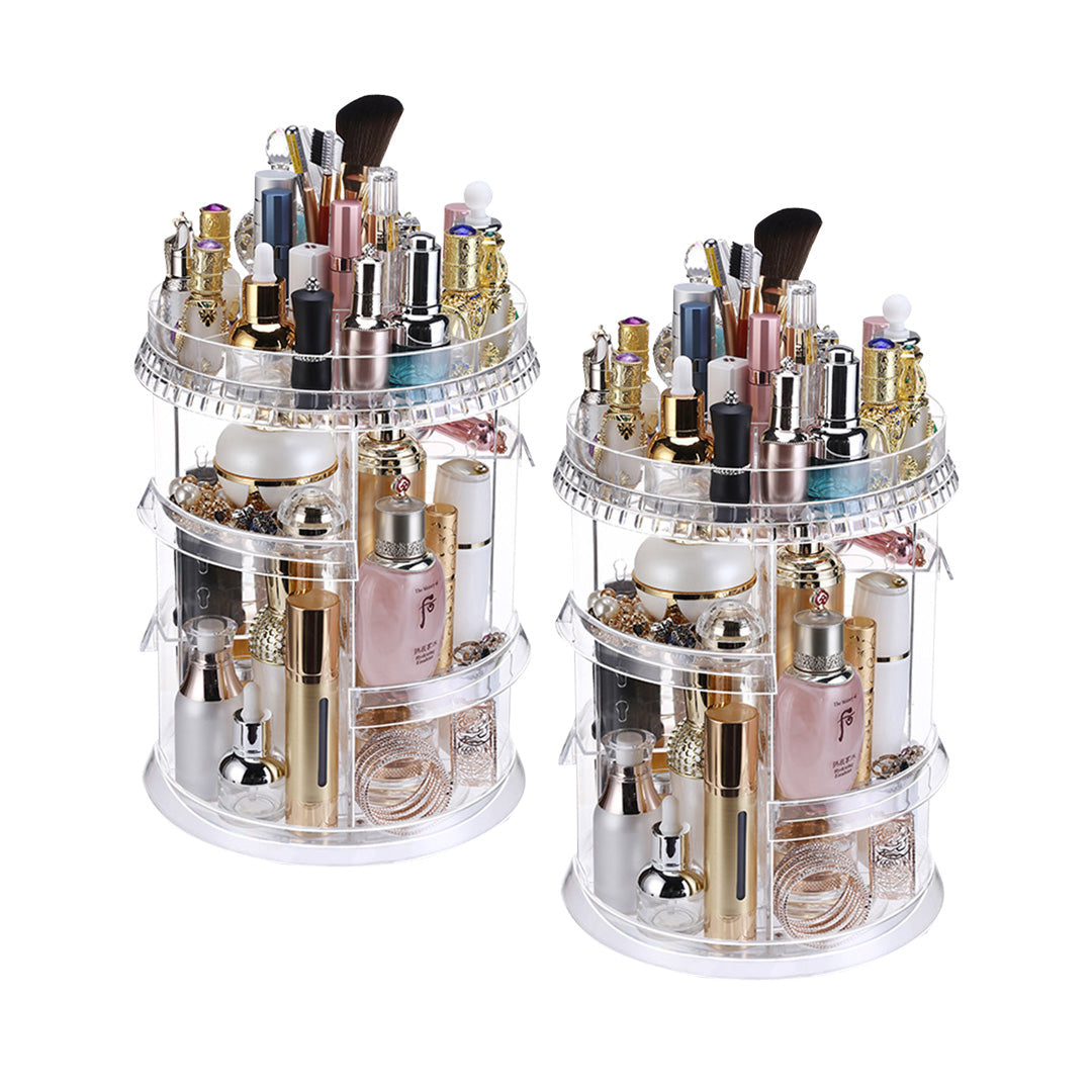 NNEAGS 2X 360 Degree Rotating Makeup Organiser Cosmetics Holder Display Stand Skincare Home Decor-0