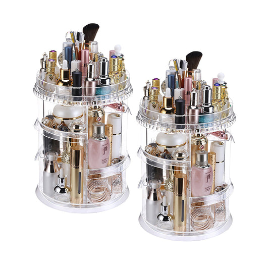 NNEAGS 2X 360 Degree Rotating Makeup Organiser Cosmetics Holder Display Stand Skincare Home Decor-0