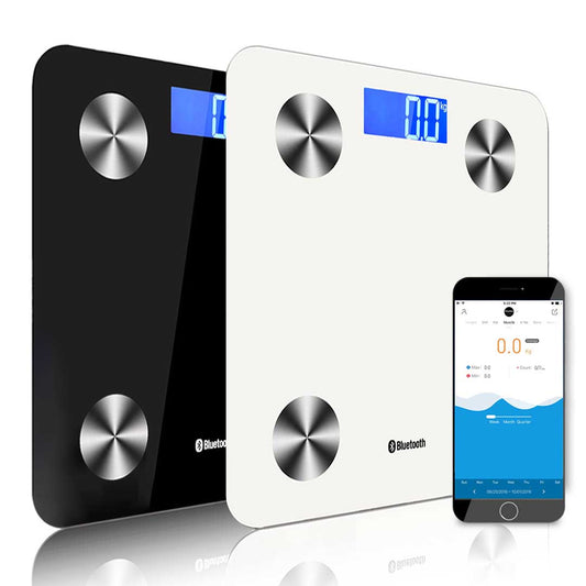 NNEAGS 2X Wireless Bluetooth Digital Body Fat Scale Bathroom Health Analyser Weight Black/White-0