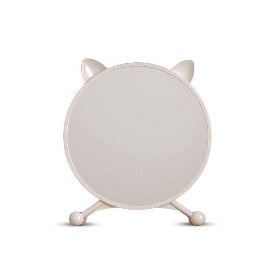 NNEAGS 30cm White Smart Makeup Bedroom Table Mirror Cat Ear Style No LED Light-0