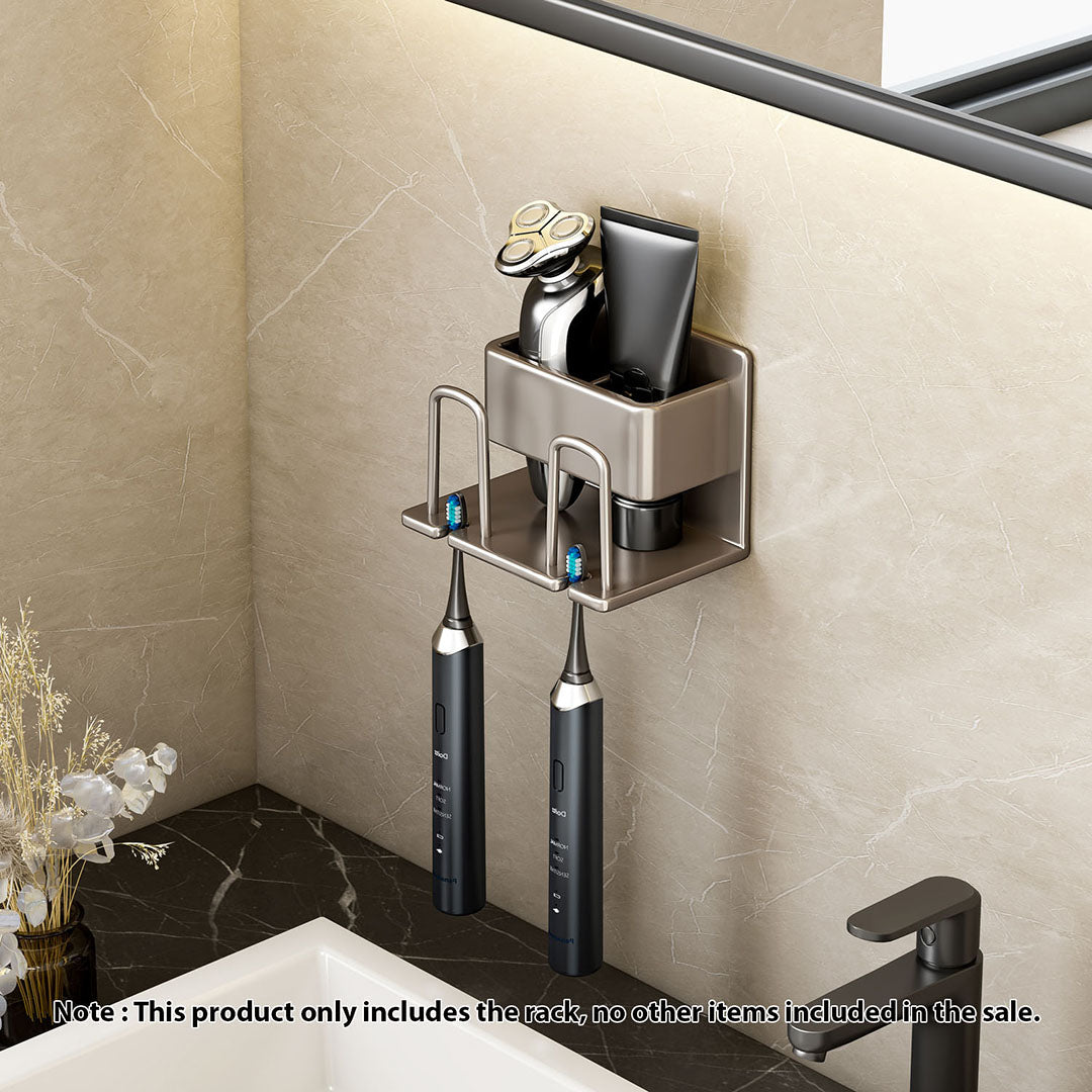 NNEAGS 2X 15cm Wall-Mounted Bathroom Storage Organiser Space Saving Adhesive Shelf Rack-1
