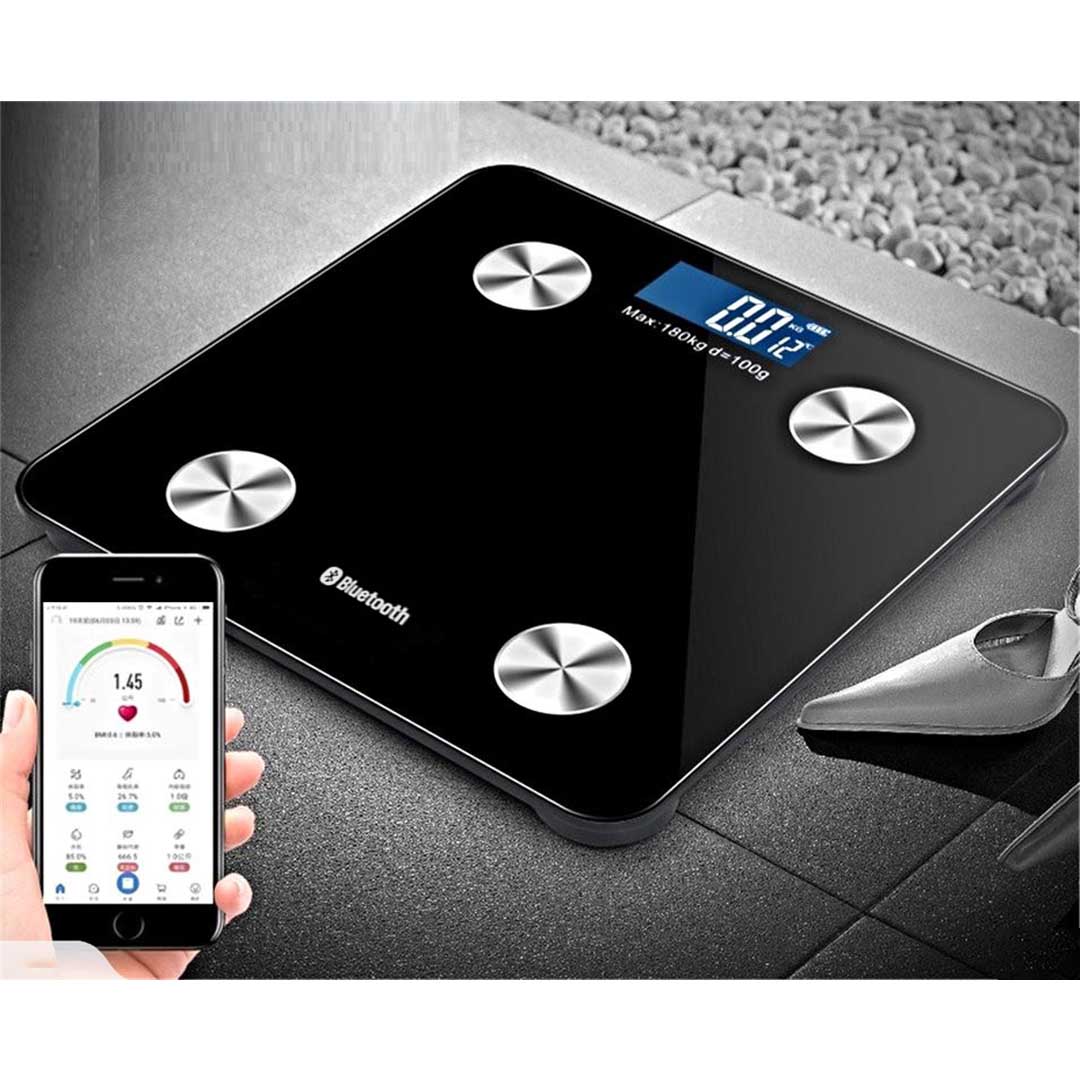 NNEAGS 2X Wireless Bluetooth Digital Body Fat Scale Bathroom Health Analyser Weight Black/White-2